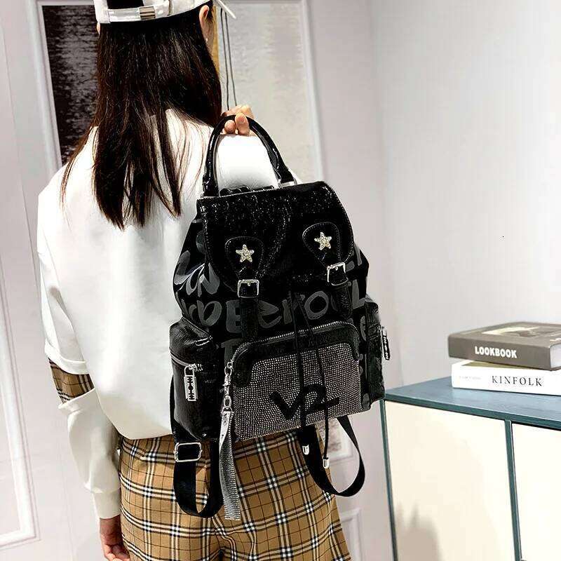 Fashion Women Brand PU Leather Travel Backpack Designer Dia Shoulder Bags Large Capacity Teenagers Girls School Bag