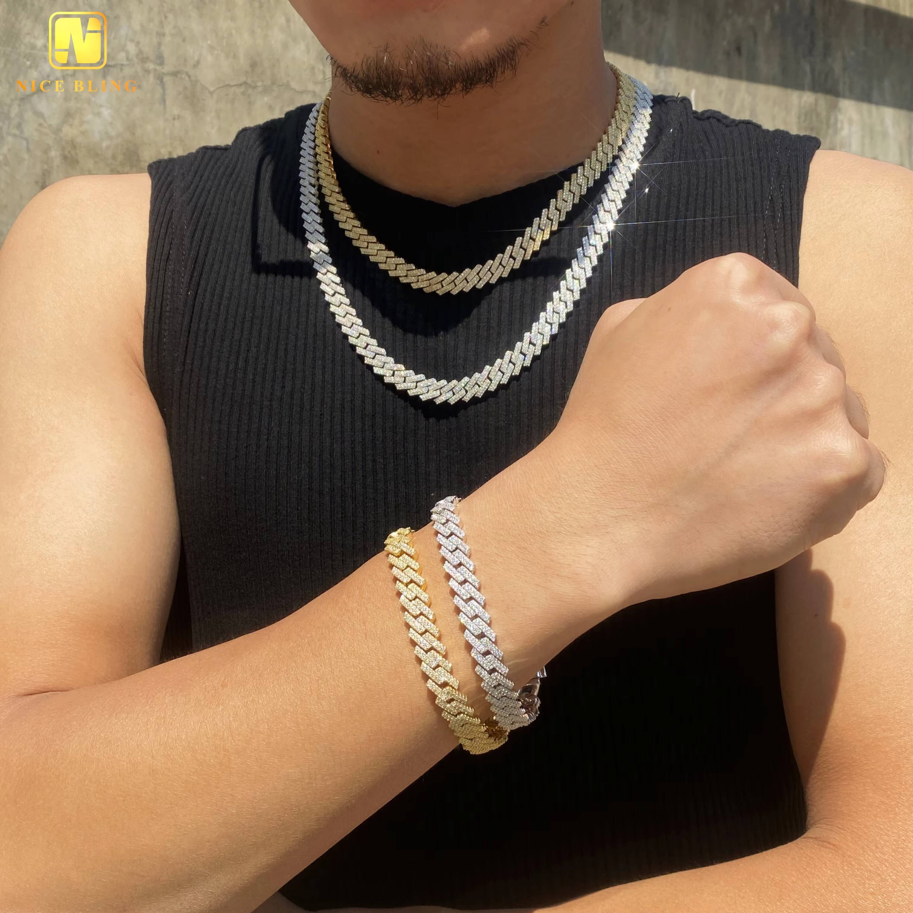 Hot Selling Jewelry Pass Diamond Tester Men Women 6MM Cuban Link Chain 925 Sterling Silver Hip Hop Cuban Link Chain