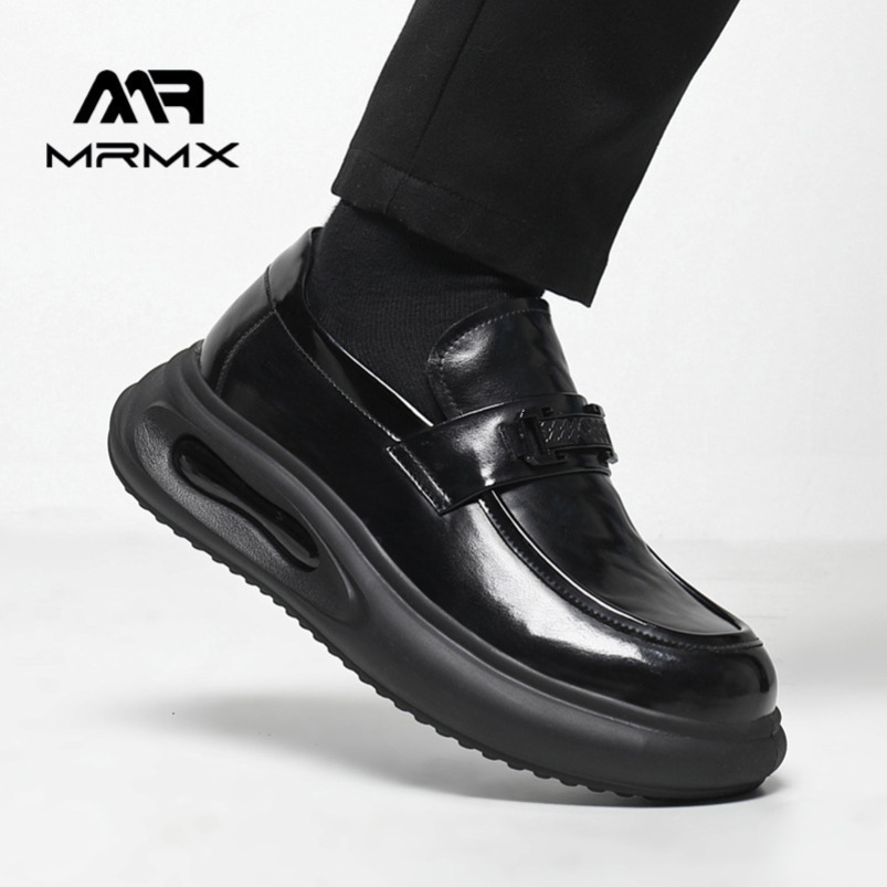 2025 Spring New British Style Slip-On Fashion Casual Formal Thick Sole Height-Increasing Men's Leather Shoes