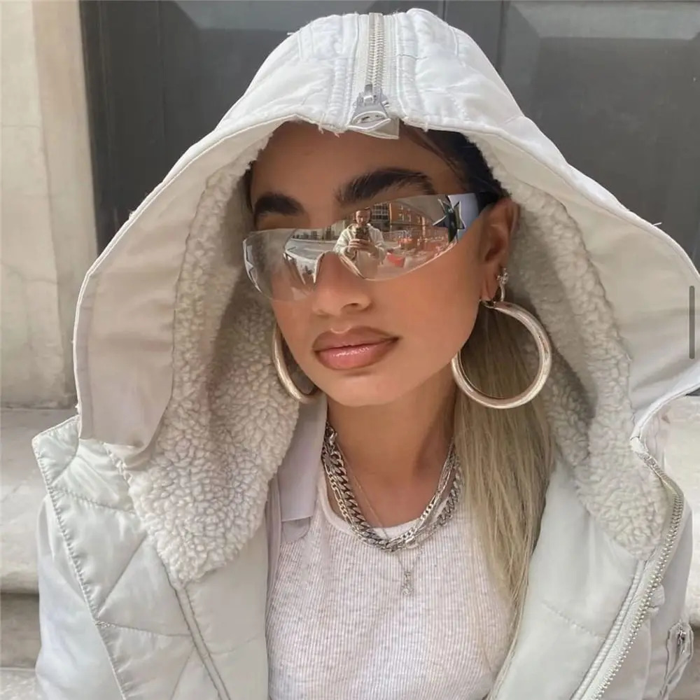 2025 Fashion Punk Y2K Sunglasses for Women Men Trendy Wrap Around Sun Glasses Shades Star Decoration Eyewear UV400 Goggles 250804