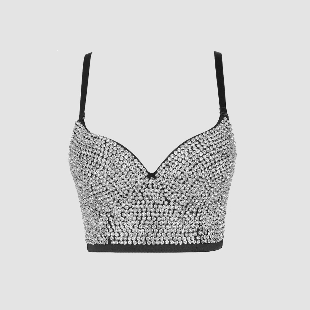 Luqiuguo Vest Camisole for Women Beaded Bra Camisole Vest for Outerwear Transparent Diamond Beauty Back Bra Integrated DB900 250226