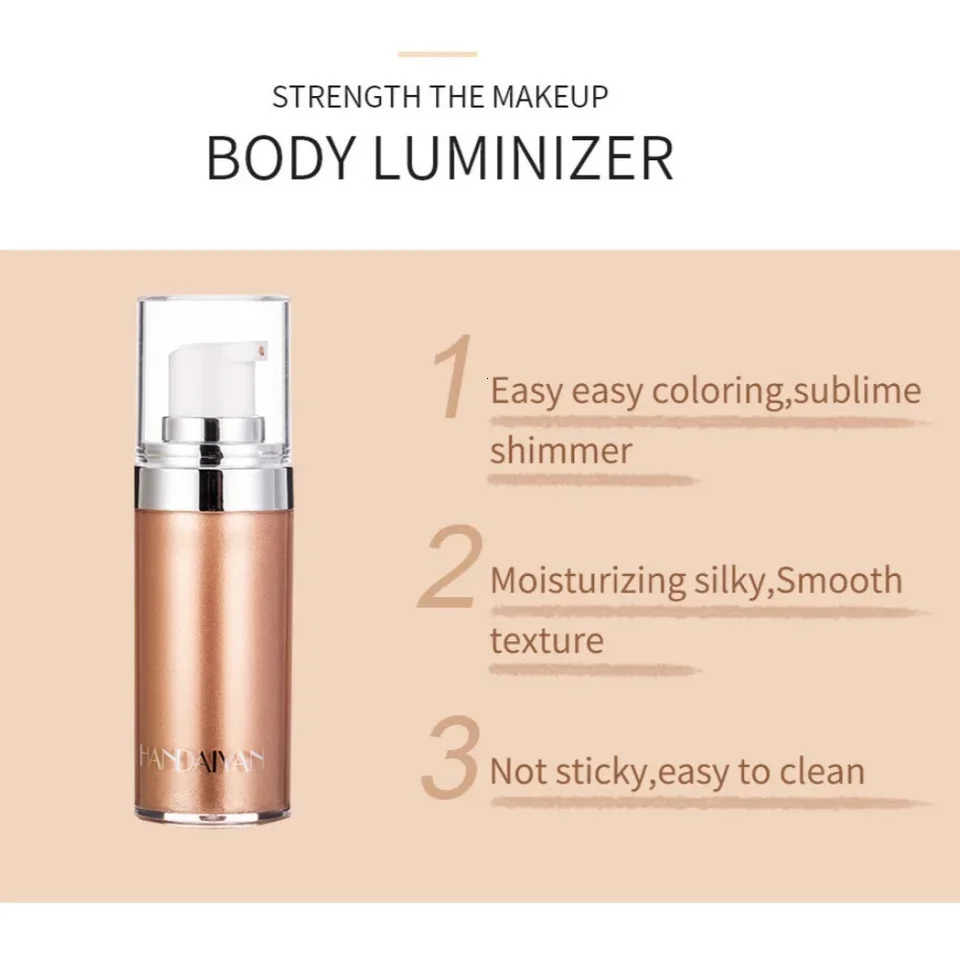 Liquid Highlighter Makeup Smooth Shine Shimmer Glitter Body Highlighter Liquid Cream Foundation Long Lasting Body Cosmetics 250813