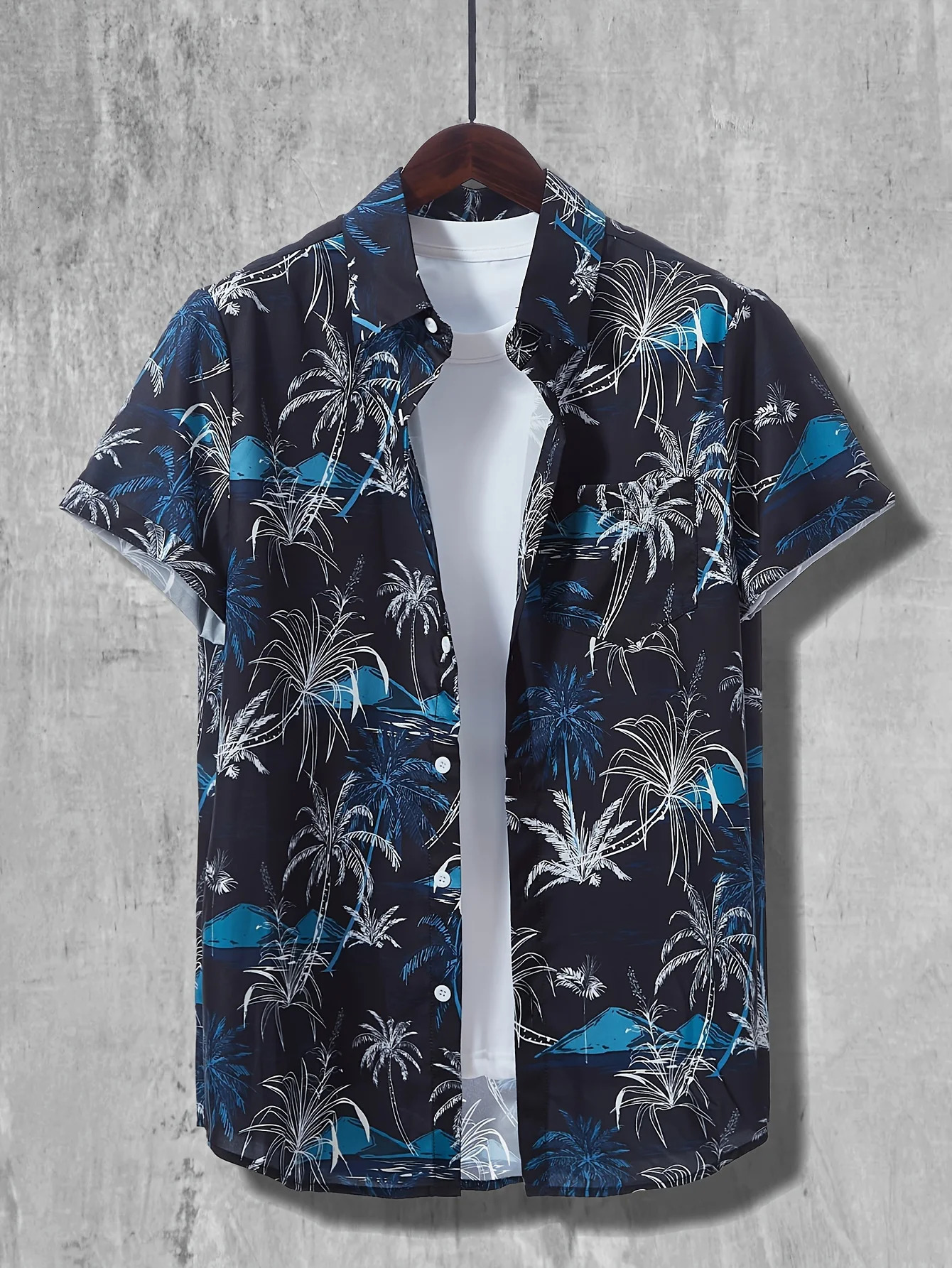 Coconut Palm Print Hawaiian Shirt Mens Casual Button Up Short Sleeve For Summer Beach Vacation Resort oversized clothing 250804