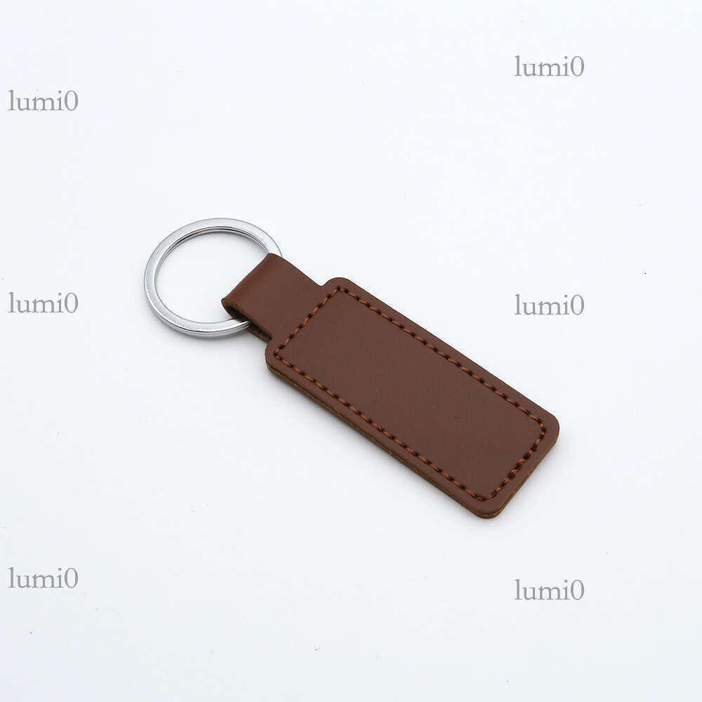 PU Leather Keychain Pendant Double-Sided Stitching Customizable Zinc Alloy Key Ring Ornament