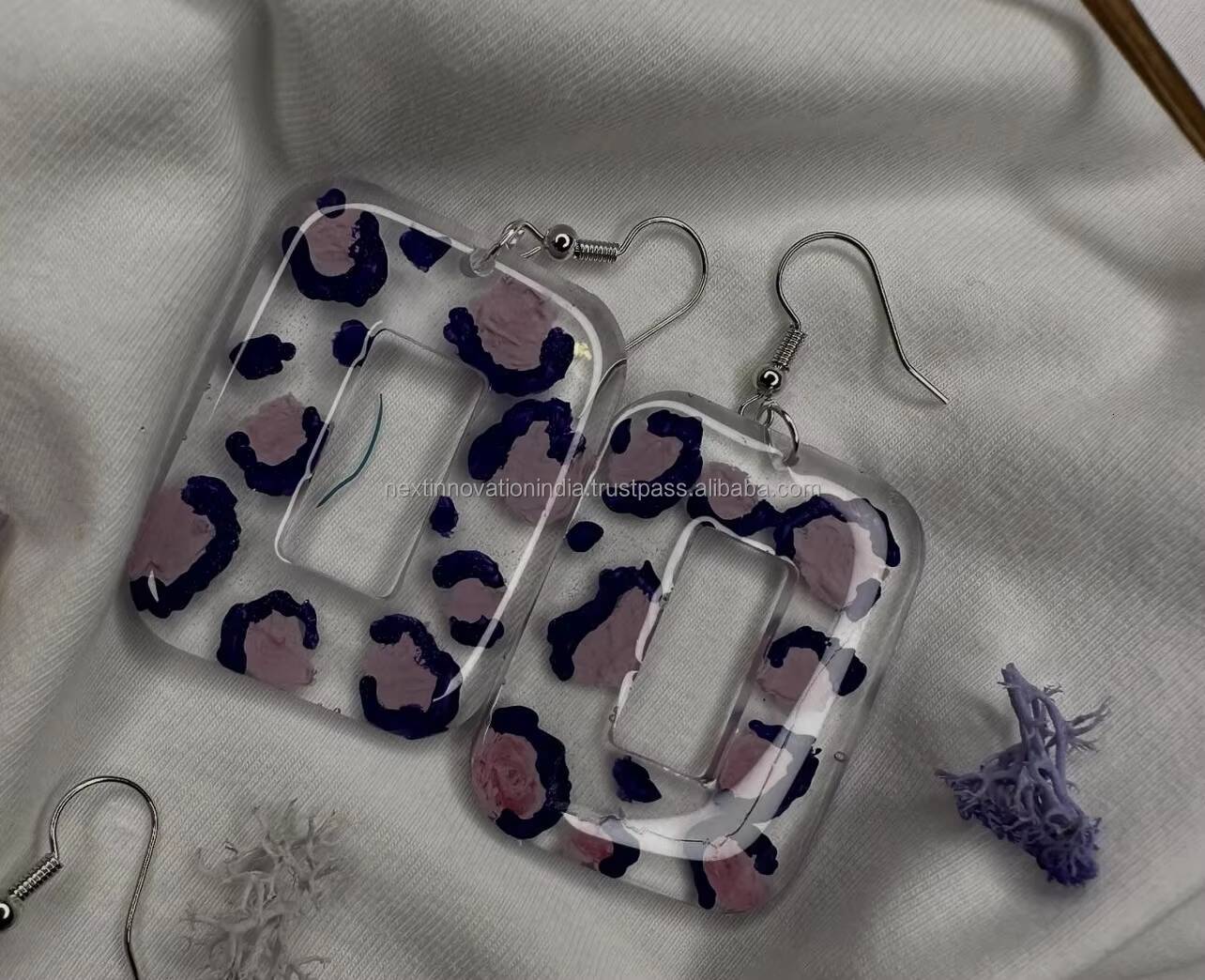 Transparent Shape Jewelry Exaggerated Colorful Acrylic Resin Big Hoop Earrings for Women