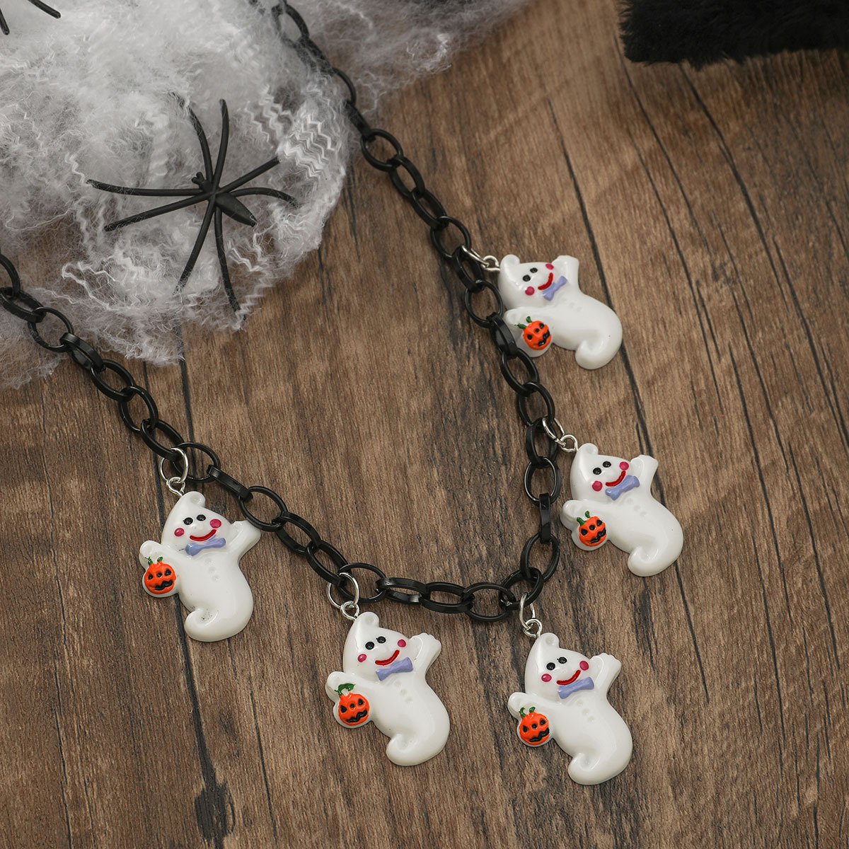 Quirky and Fun Necklace Halloween Creative Pumpkin Ghost Pendant Collarbone Chain