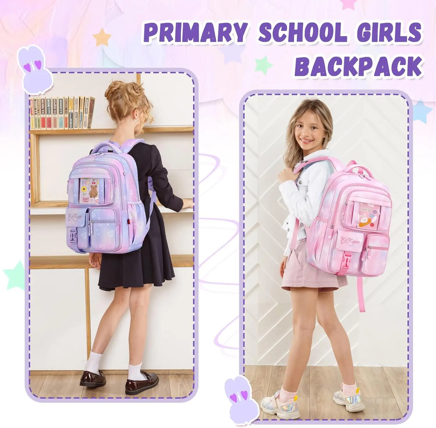 Kids Backpack for Girls - Middle School Elementary School - Kawaii Ita Backpack - Purple Toddler Backpack Kids Backpack 250813
