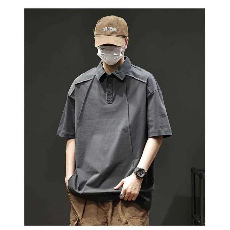 2626 Summer new mens POLO shirt lapel short-sleeved T-shirt splicing fashion loose with high-end 100% cotton XJ250804