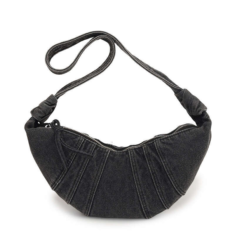 New Fashion Niche Denim Baguette Casual Wide Strap Single Shoulder Trendy Bags Designer Women Versatile Crossbody Dumpling Bag