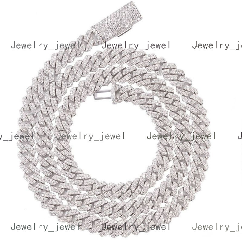 Luxury VVS Moissanite Hip Hop Jewelry 925 Silver Cuban Link Chain Iced Out Mossanite Cuban Chain for Men Women