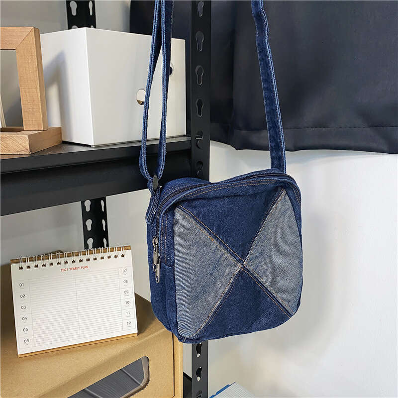 Bags Designer Women 2025 New Ins Color-Block Denim Small Square Unisex Versatile Shoulder Student Crossbody Bag Trendy Cool