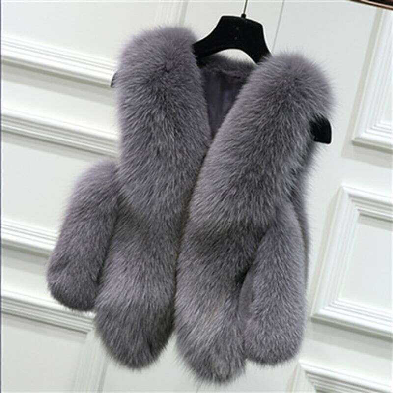 Female Waistcoat Faux Fox Fur Foat Winter Jackets Thickened Gilet Warm Sleeveless Outerwear Top Women Fur Vest