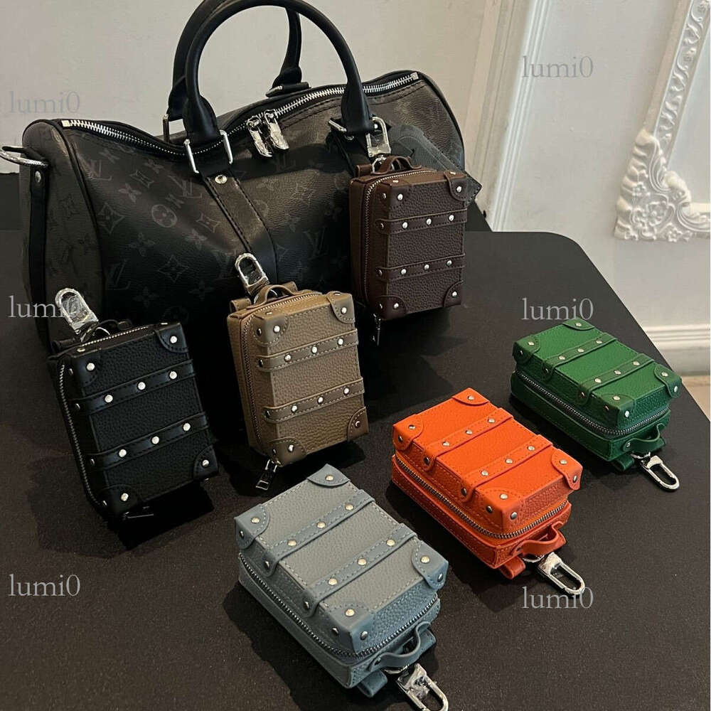 New Box Bag Pendant Keychain Zipper Accessories Wear-Resistant Leather Square Clip Ins