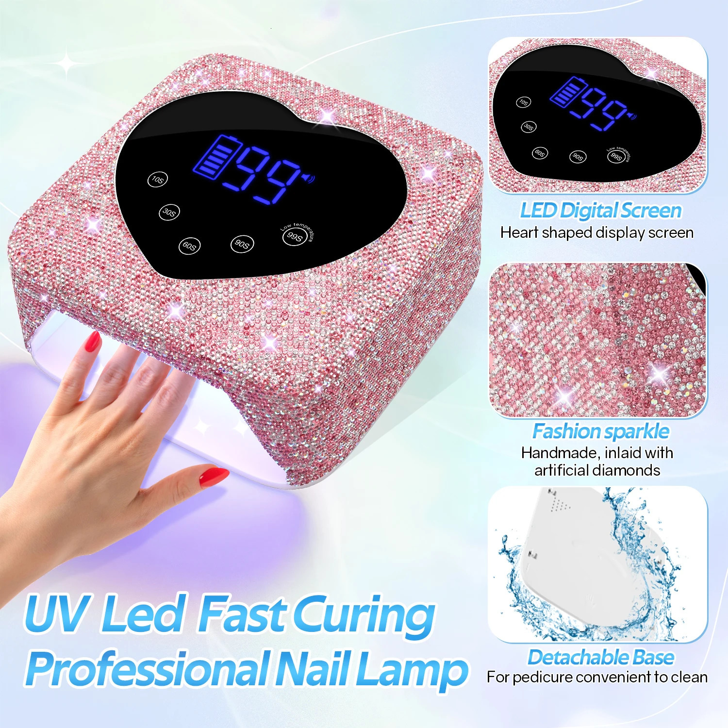 Rechargeable 72W UV LED Nail Lamp For Nails 30LEDS Wireless Gel Polish Curing Lamp With Large Screen Professional Nail Equipment 250807