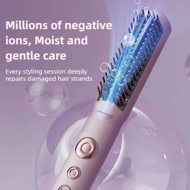 Portable Professional Hair Straightener Hot Cold Air 2-in-1 Hair Salon and Home Hair Care Styler Hair Straightening Brush W250814