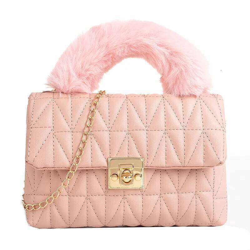 Autumn/Winter 2025 Plush Portable Square Bag Ladies Hand Bags Fresh And Sweet Cross-Border Fashion Small Handbag