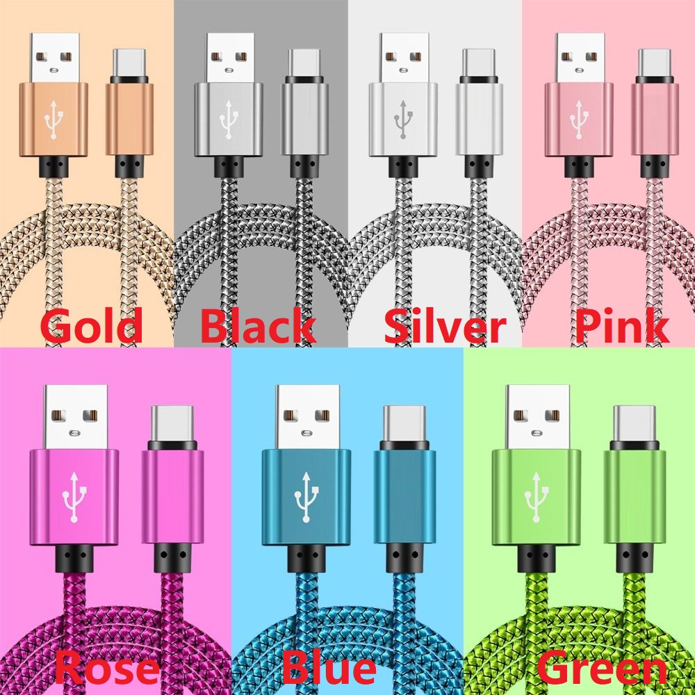 1m 2m 3m Nylon Braided date cable type c Micro usb cables for samsung galaxy s6 s7 edge s8 note 8 plus htc usb phone wire line