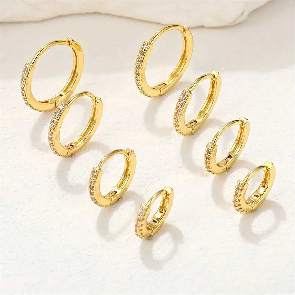 3Pairs Set Fashion Stainless Steel Crystal Oval Huggie Hoop Earrings for Women 18K Gold Plated Dangle Hoop Earring Punk Jewelry XJ250814