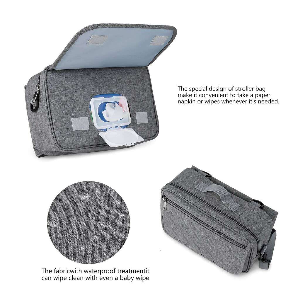 Small Bag Diaper Organizer Caddy for Diapers with Changing Mat, Stroller Straps and Adjustable Shoulder