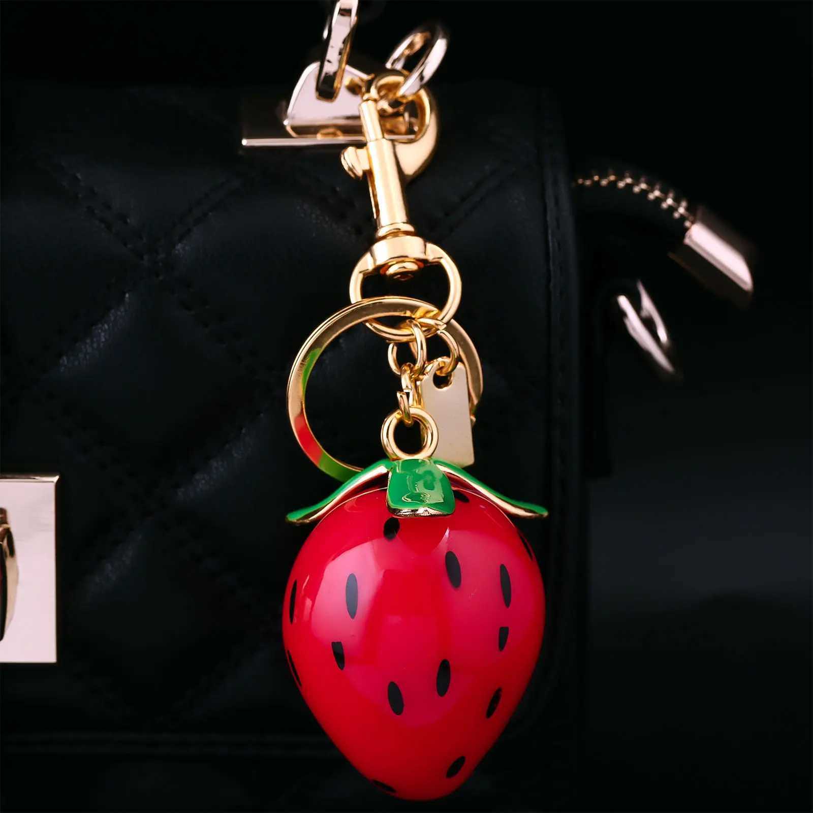 3D Excellent Strawberry Pendant Keychian for Women Girls Backpack Bag Decoration Keyring High Quality Handmade Key Chain Jewelry S250814