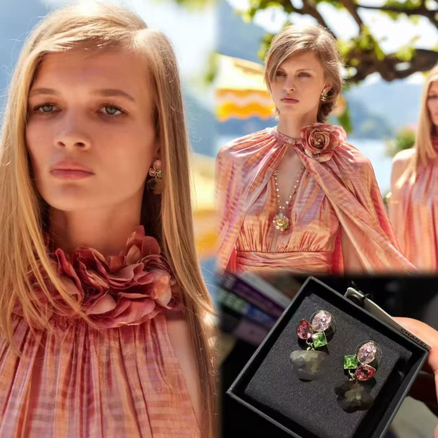 Colorful Crystal Color - Block Double C Earrings, Light Luxury, Exquisite and Versatile Earrings ever fade