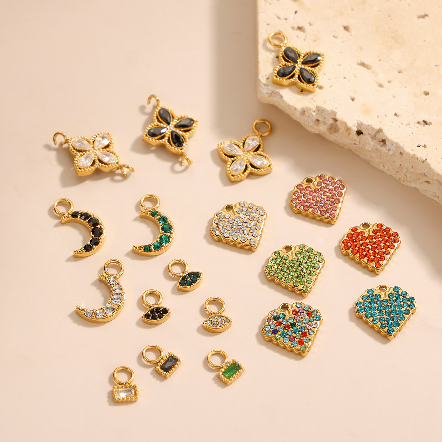 Charms 10pcs Cubic Zirconia Pave Fleur De Lis American Football Mix Charm Exquisite Pendant Bundle for Women Necklace Bracelet Making 230907