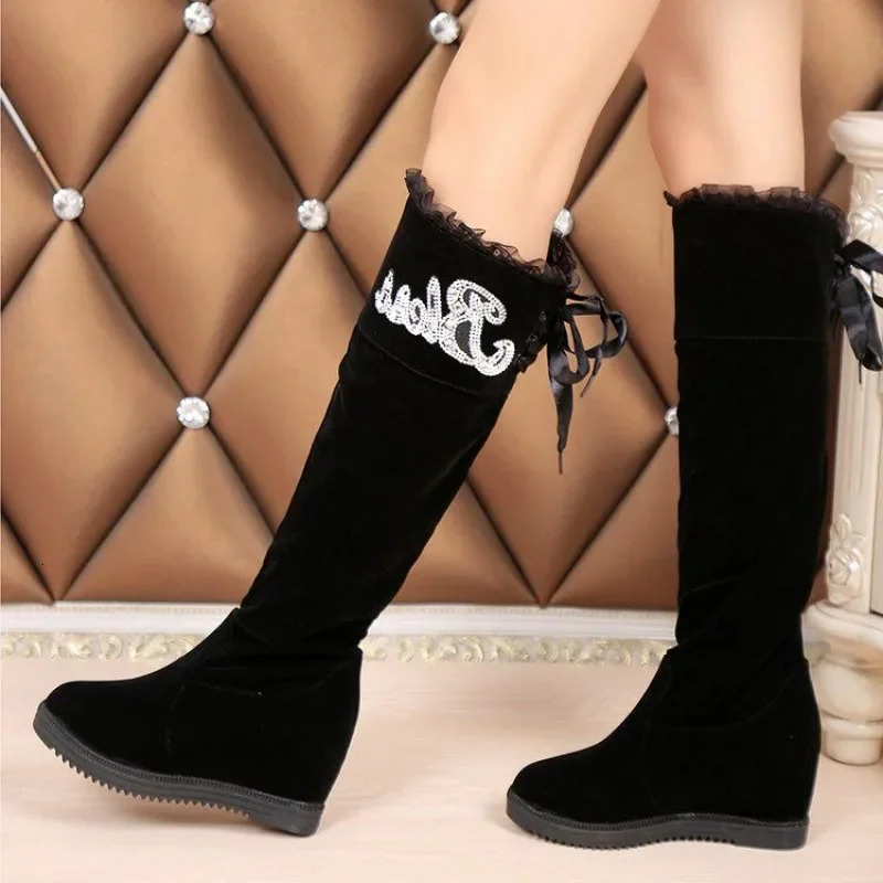 Knee High Shaft Shoes Woman 2025 Spring Autumn Lace Long Boots for Women Footwear Pu Gyaru Boot Quality On Offer Demi-season 250812