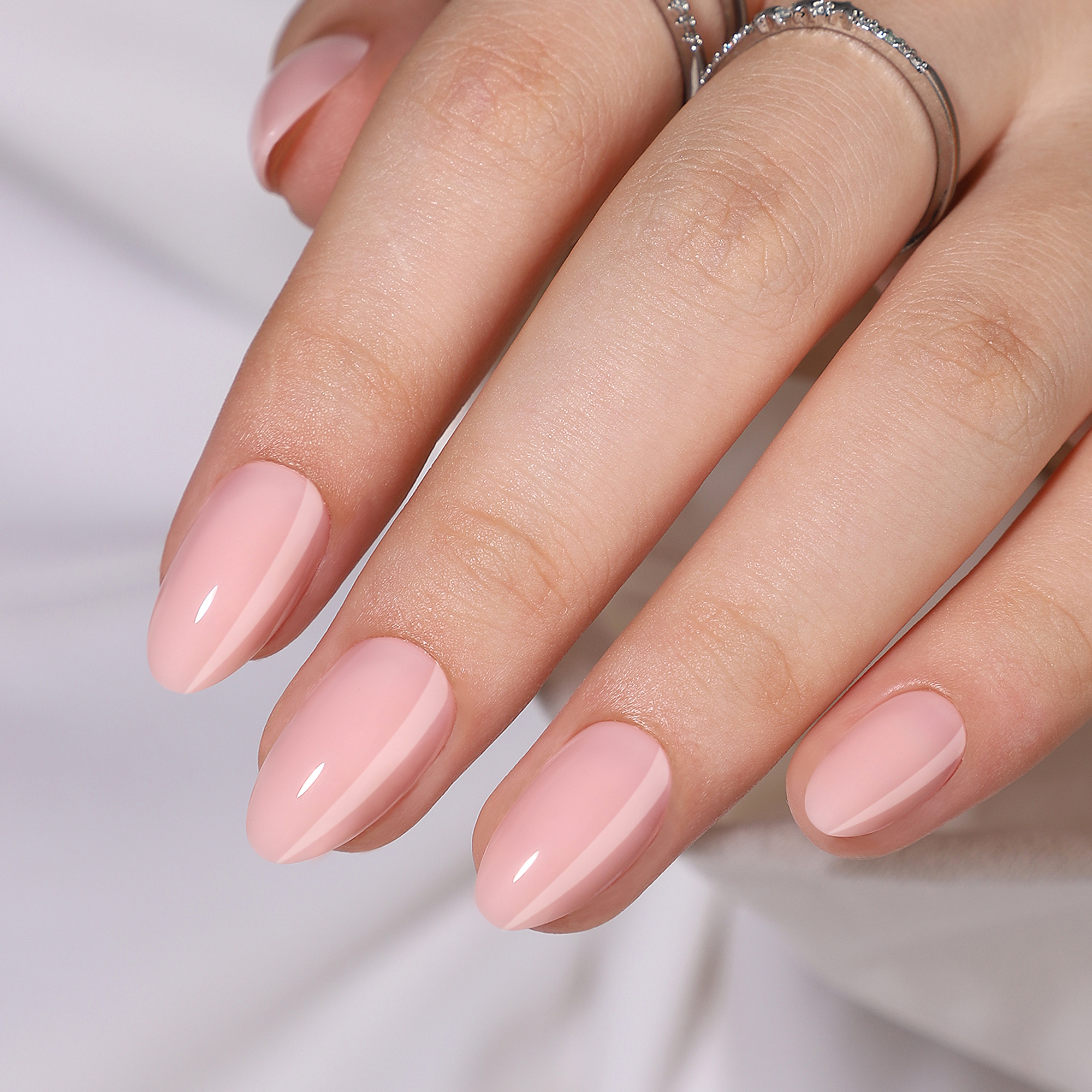 Variety Pack of Pink Acrylic Gel Nails Including Easy-to-Apply Adhesive Strip