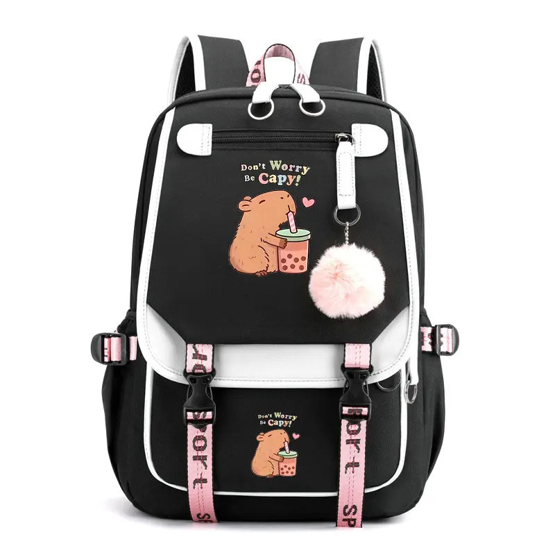 Capybara Schoolbag for Teenage Girls Boys USB Bookbag Mochila Waterproof Women Backpack Female Travel Bag Backpacks 250813