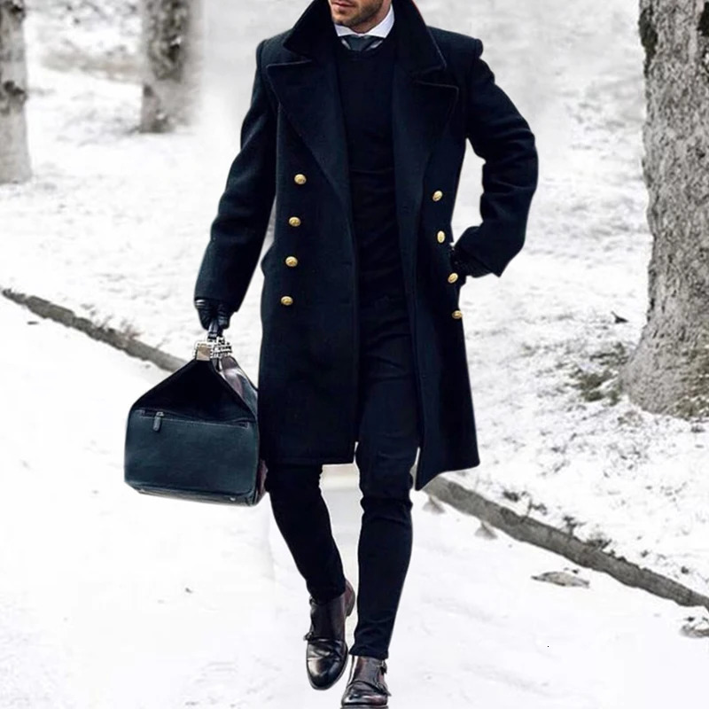 Overcoat Double Breasted Woolen Men Classic Fashion Versatile Windbreaker Winter Thickened Warmth for Business Outdoor Leisure 250813