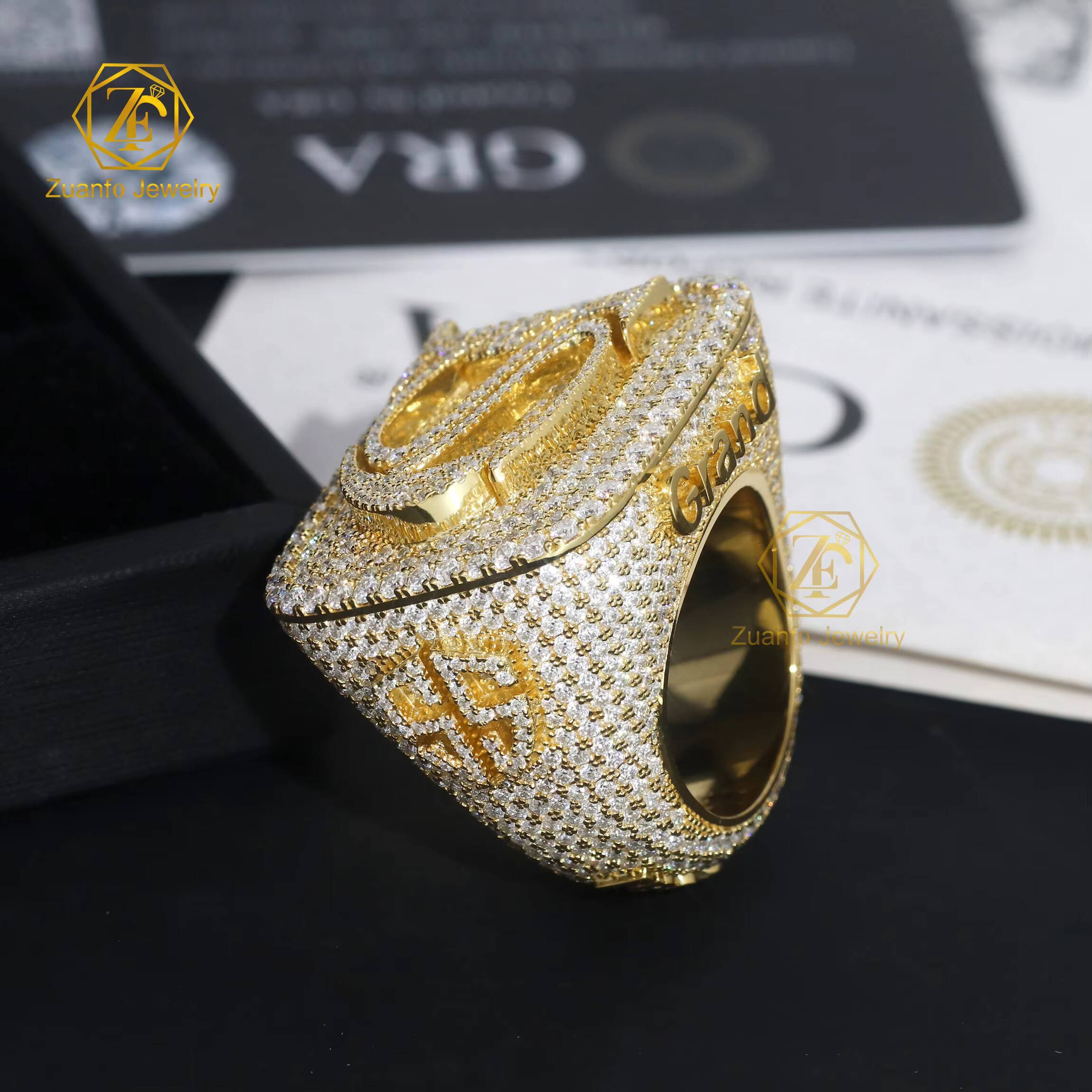 Sterling Sier VVS Moissanite Dias Custom Super Iced Out Hip Hop 3D Letter Pinky Party Wear Ring for Mens Jewelry