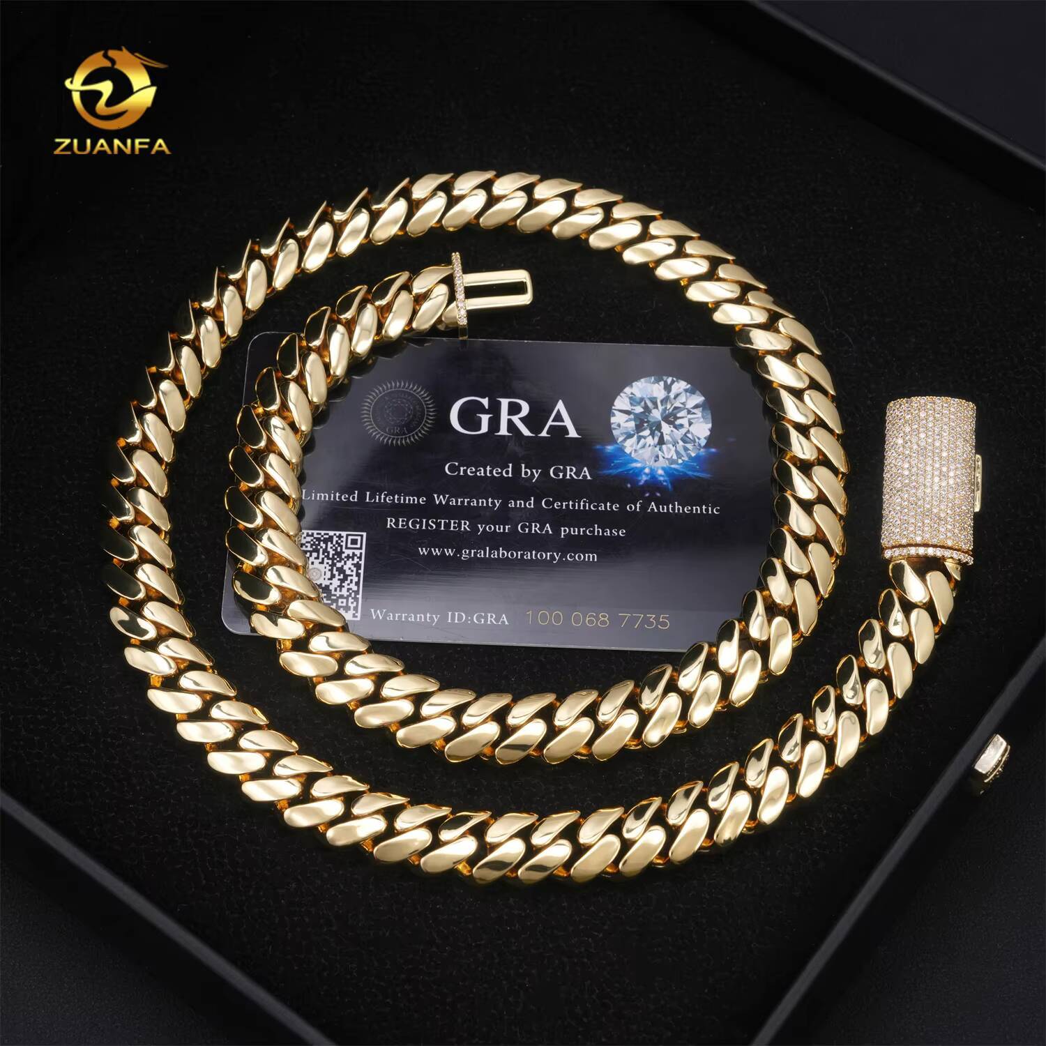Classic 12mm Moissanite Clasp Hip Hop Chain Sier Iced Out Miami Cuban Link