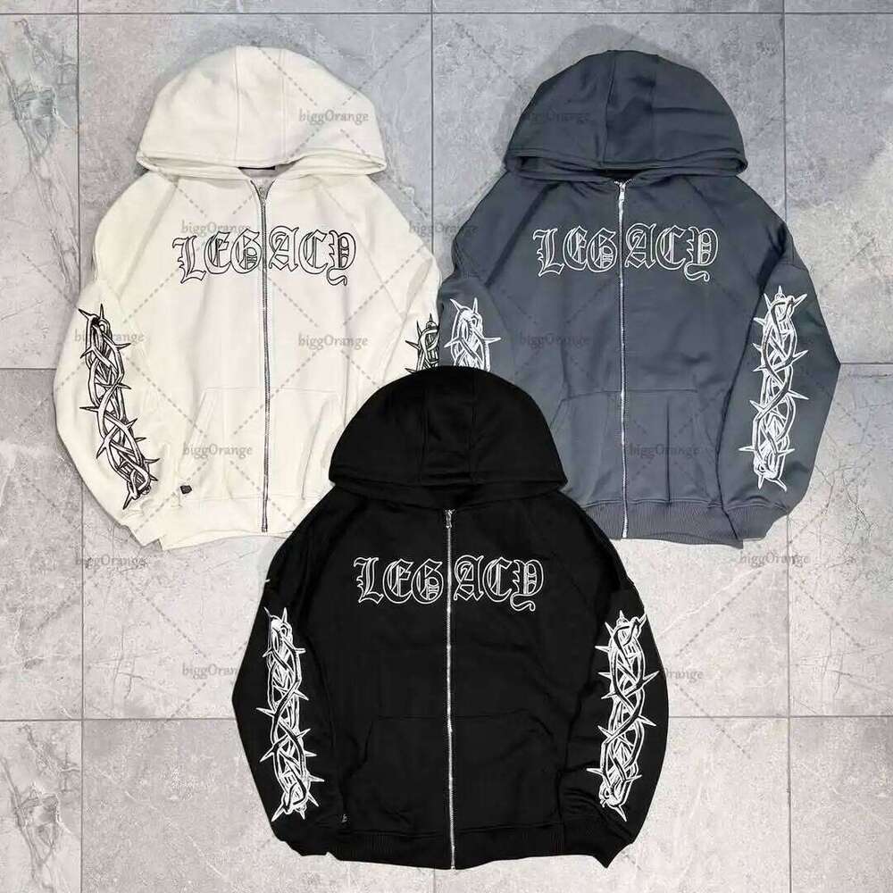 New Y2k Haruku Gothic Graphic Zipper Hoodie Hip-Hop Punk Retro Streetwear Trendy Brand High Street Casual Oversized Sweatshirt