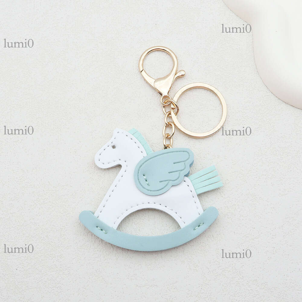 New Hot-Selling Shaking Pegasus Keychain Creative Bag Pendant PU Leather Little Wooden Horse Car Ornament
