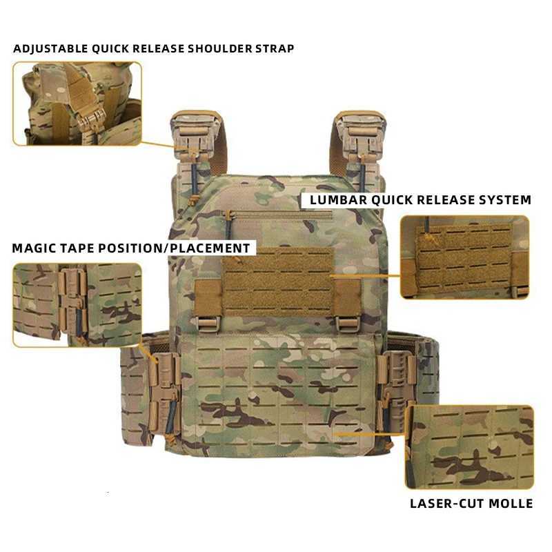 New Combat Vest 6094 Quick Detachab Light Laser Cut Tactical Vest Black Gear To Carry Protective Plate Y250814
