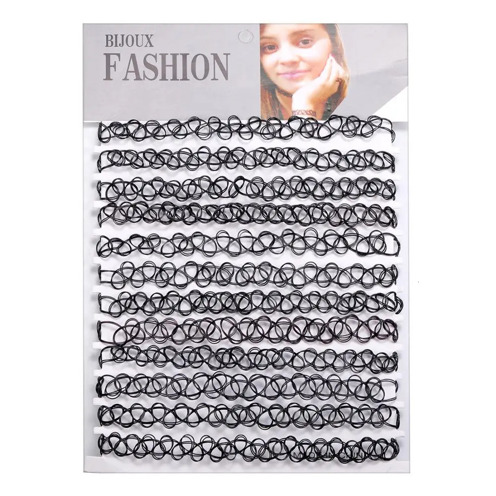 ZS 12Pcs Vintage Stretch Choker Necklace Lady Girl Tattoo Punk Retro Gothic Elastic Necklaces for Women 250811