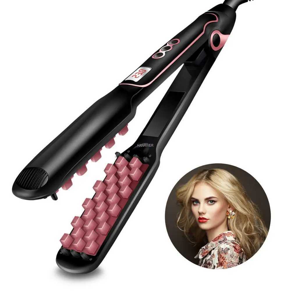 Hair Volumizing Iron Hair Straightener Curling Crimping Ceramic Crimper Hair Shiny Silky 2 in 1 Straightening Curling Flat Iron. W250814