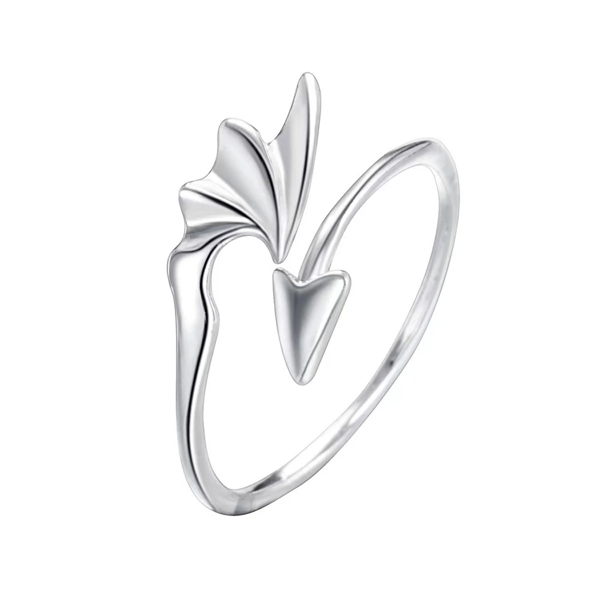 1 Pieces Fashionable Black and White Alloy Wing Opening Ring Couple Temperament Matching 250811