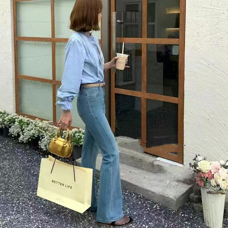 High-Quality Slim-Fit Wide Leg Jeans with High Elastic Stretch