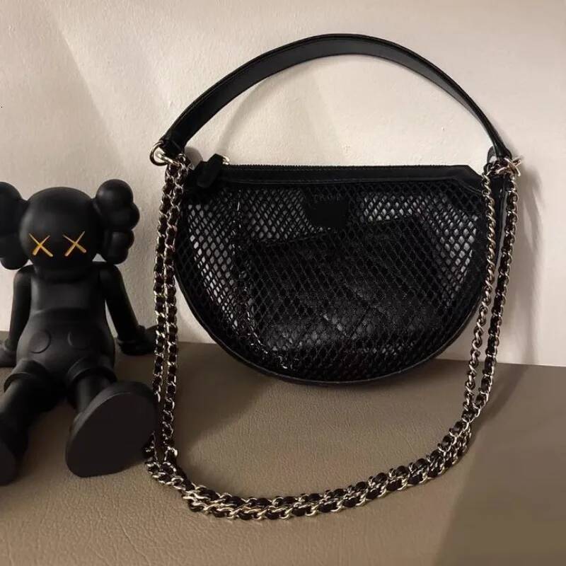 Black Fishing Bag New Niche Design Ins Fashion Summer Hollow Net Vacation Beach Bags Women's Hand-held Shoulder Purses high-quality