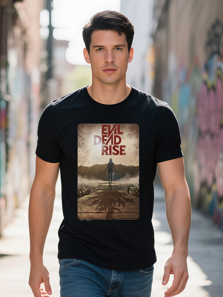 2023 Casual Crew Neck T-Shirt EVIL DEAD RISE Silhouette Print Regular Fit Slight Stretch Fabric Summer Top Men's Gift