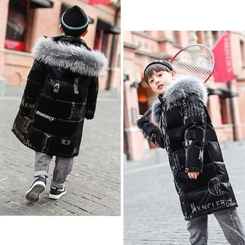 -30° Teenager Down Outerwear Kids Thicken Warm Jackets Children Winter Windbreaker Shiny Outerwear Boys Girls Snow Overcoat 250813