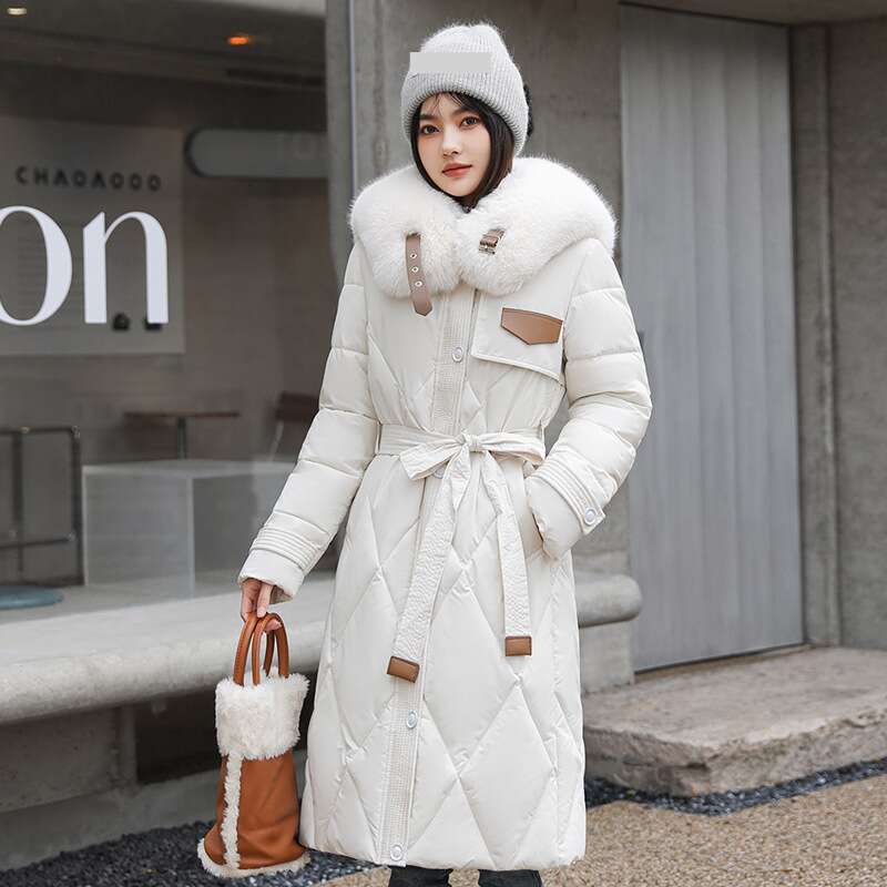 Warm Jacket Women Long Parka Coat New Winter Coats Slim Down Cotton Thick Jackets Fur Collar Outwear Parkas Female Clothes