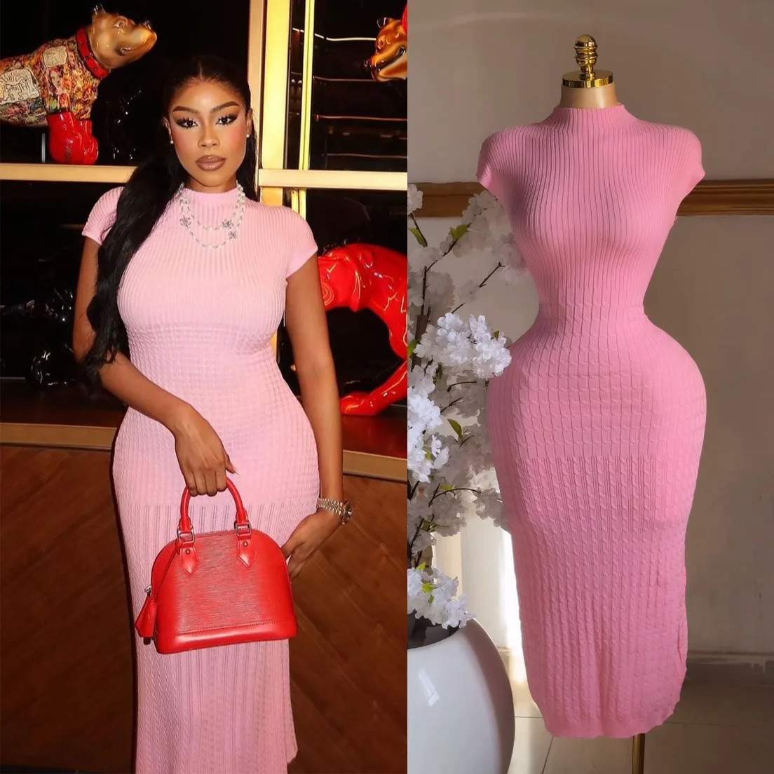 Long Dress Women Dresses Slim Fit Single Breasted Vestidos V Neck Short Sleeve Elegant Denim Splice Y2k High Waist Summer 2025 250813