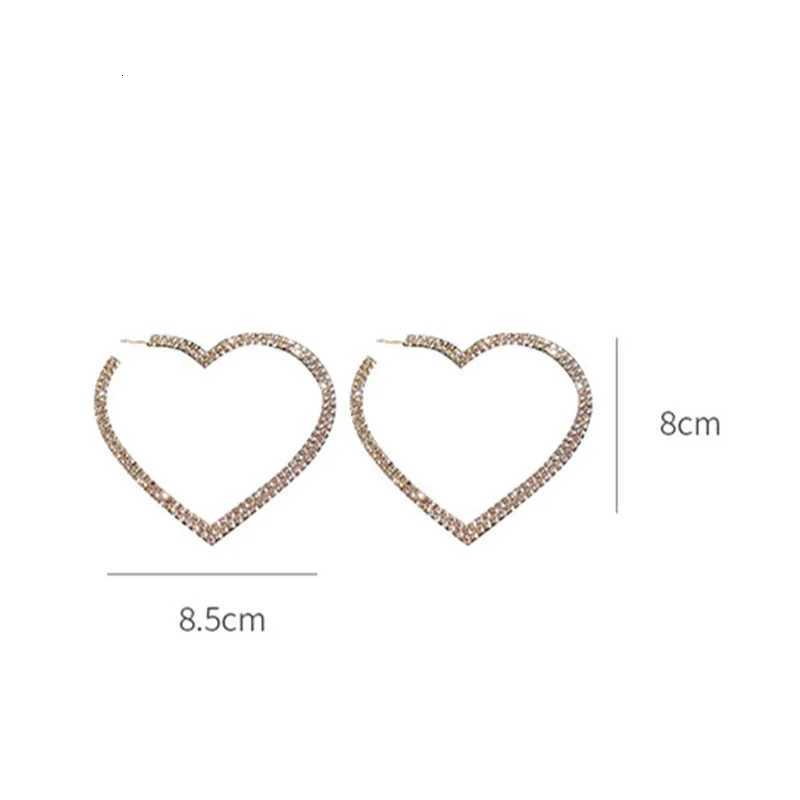 100 Fashion Big Heart Crystal Hoop Earrings for Women Bijoux Geometric Rhinestones Earrings Statement Jewelry Gifts XJ250814