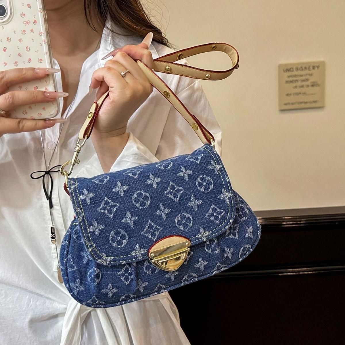 Designer Shoulder Purse Crossbody High Quality Women's handbag Blue Denim Small Square Black Classic Underarm Bag Hobo Shopping bag