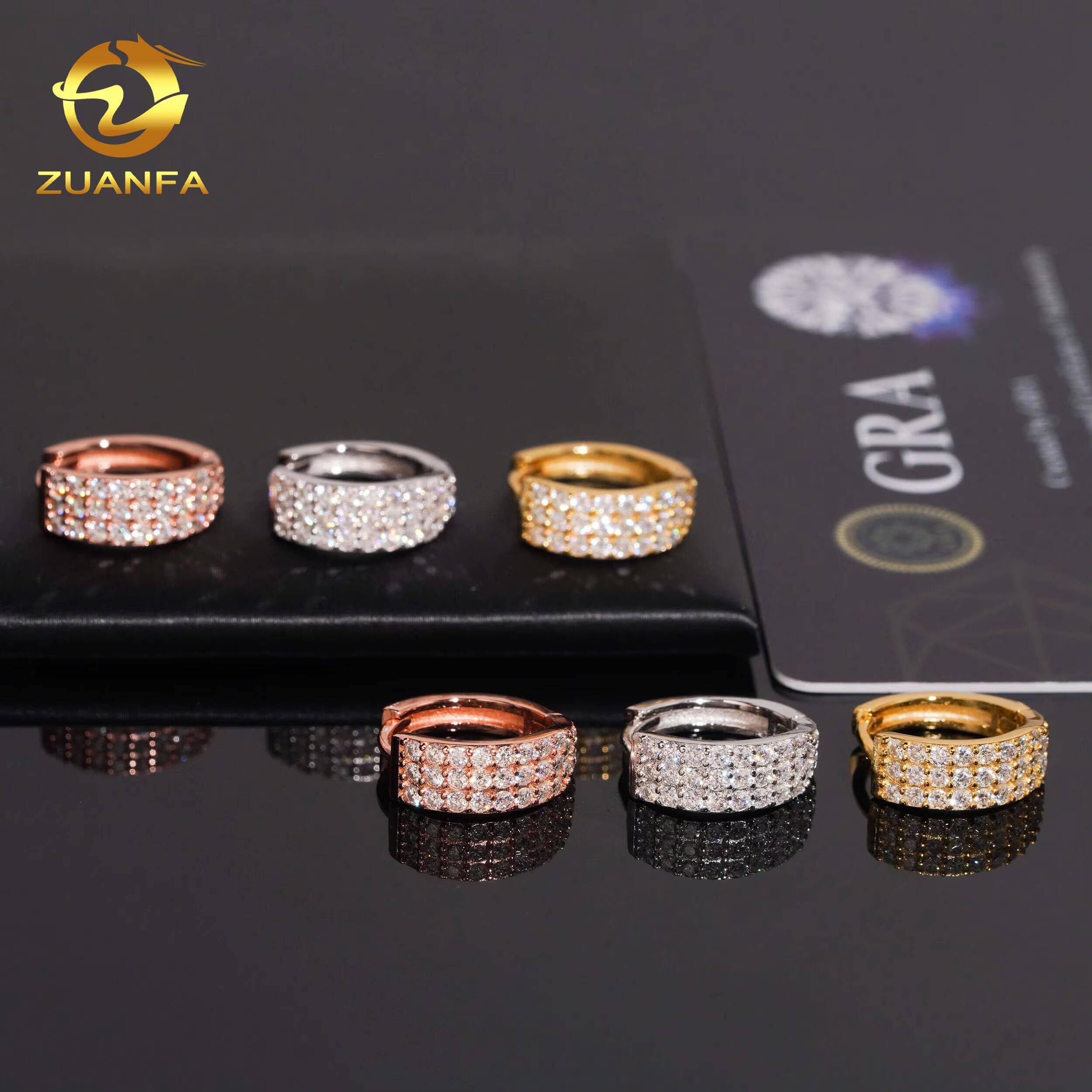 Ready to Ship GRA Certificate Popular Iced Out Earring Hip Hop Jewelry Sier VVS Moissanite Hoop Earrings for Women Men