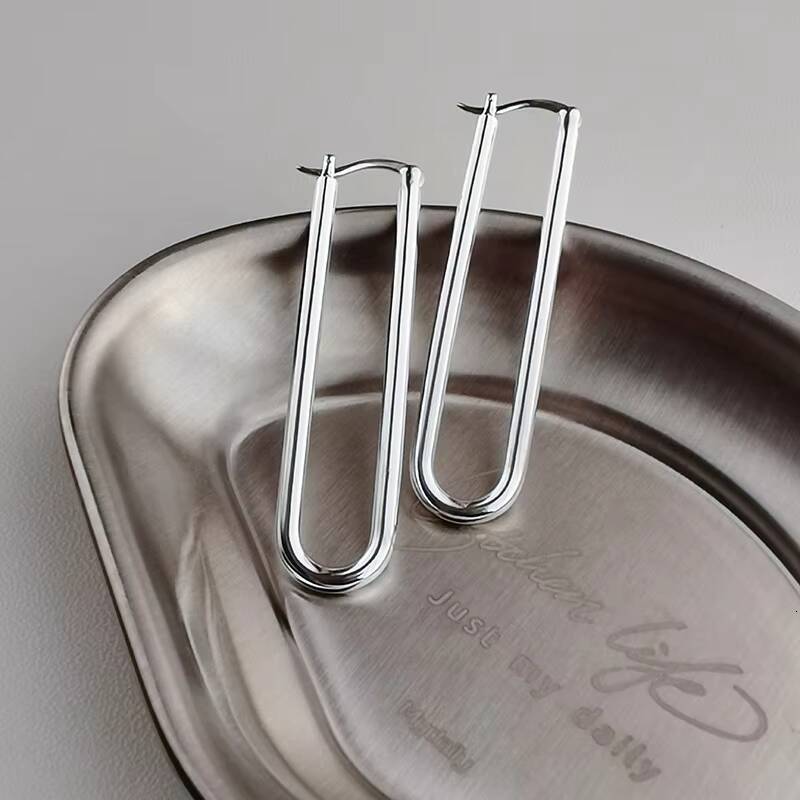 S Women's Pure Sier Earrings U-Shaped Long Needle Exaggerated Niche Design Cross-Border Fashion