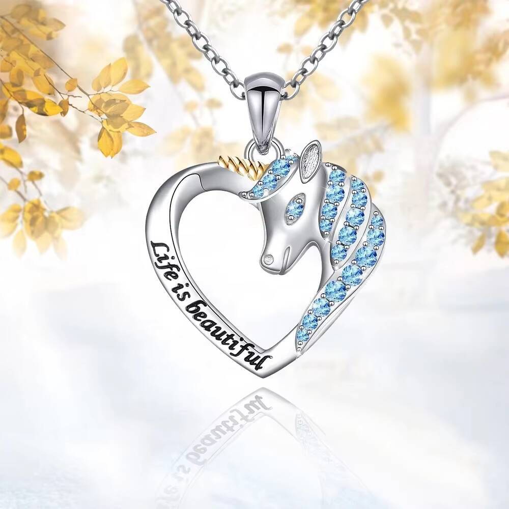 Sterling Sier Unicorn Heart Collarbone Necklace| Fashion Accessories|
