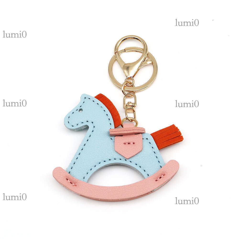 New Fashion Rocking Horse Pendant Handmade Creative Cute Leather Bag Charm Personalized Car Hanging Decoration
